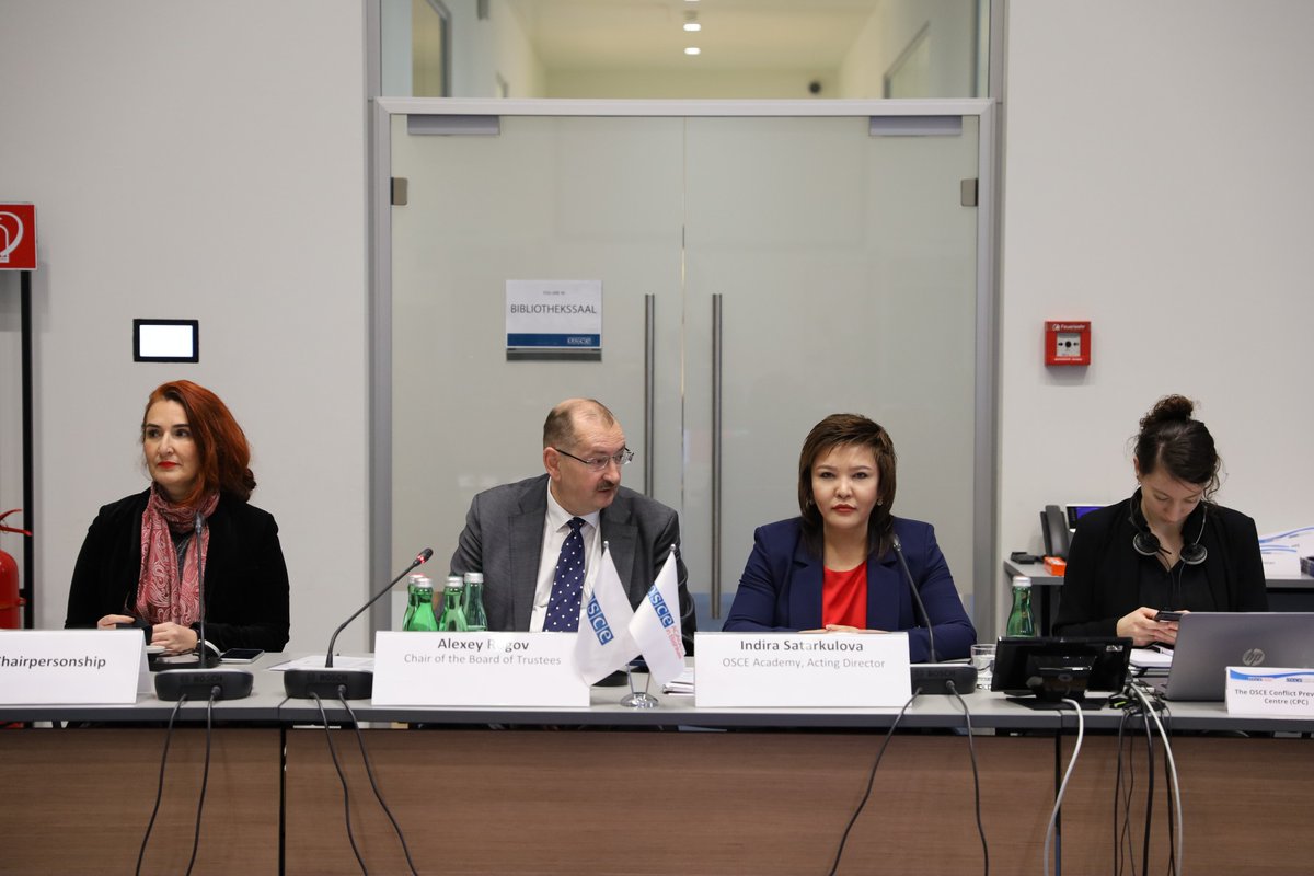 On 14/11, Dr. Indira Satarkulova, Acting Director of the #OSCEAiB, provided a comprehensive overview, highlighting achievements in programmes, research & partnerships, to the Board of Trustees in Hofburg 🇦🇹, under the chairmanship of H.E. Alexey Rogov, Head of the @oscebishkek