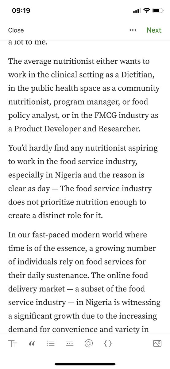 theayosamuel's tweet photo. I’m writing this article to make a case for nutrition in the food service industry. 

To get better nutrition outcomes, nutrition as a profession needs to extend beyond the clinical and public health contexts. https://t.co/GXLqC59aI0