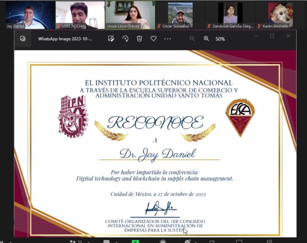 Delighted to deliver my keynote speech about Digital technology and blockchain in sustainable supply chain management at the International Congress on Business Sustainability organized by the NPI in Mexico! It was a very interactive discussion with the audience. #digitaltech
