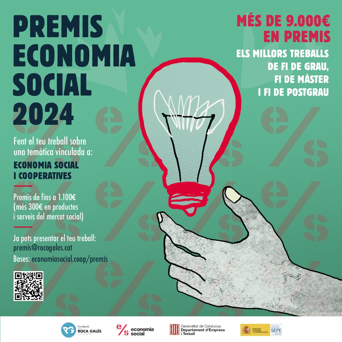 🔊 Estrenem imatge i publiquem les bases dels #PremisEconomiaSocial 2024!

👉 Més de 9.000€ en premis per als millors treballs universitaris sobre #EconomiaSocial o #Cooperatives!

Consulteu les bases! 👇
bit.ly/premisESS