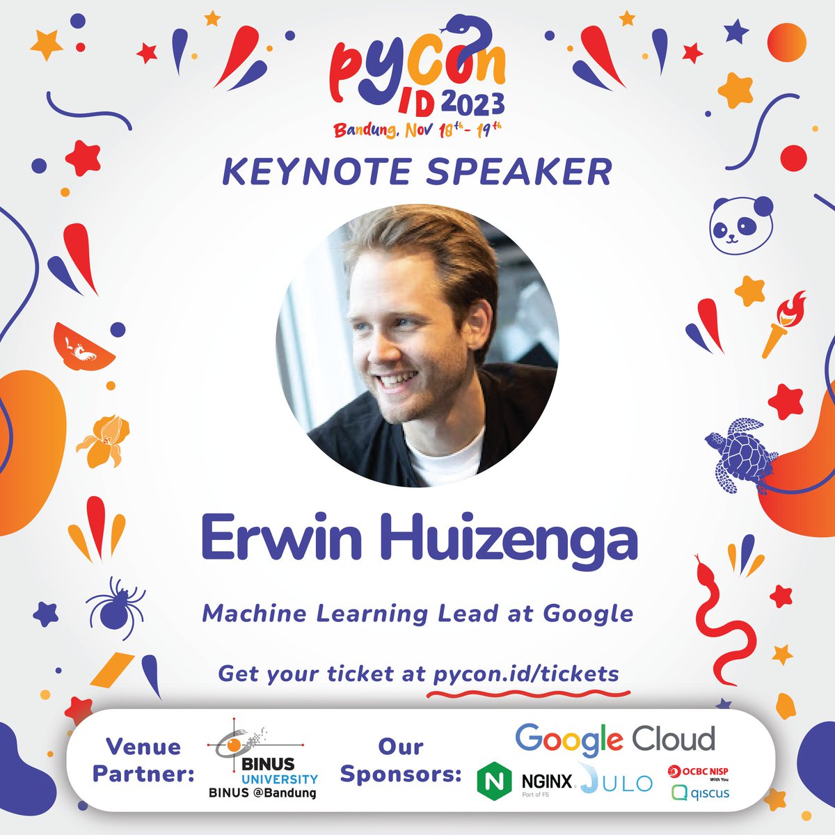 id_python's tweet image. Announcing Erwin Huizenga as our third Keynote Speaker!
Erwin will give a talk focuses on Machine Learning Operations and Large Language Models development. That's something interesting.
Get your ticket at pycon.id/tickets! #PyCon #PyConID #PyConID2023 #Python #PythonID