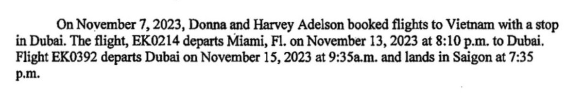 MandiRonja's tweet photo. So, #DonnaAdelson and #HarveyAdelson booked the flights on the EXACT DATE #CharlieAdelson was convicted!! Per PCA. https://t.co/3RhtXNzMCh