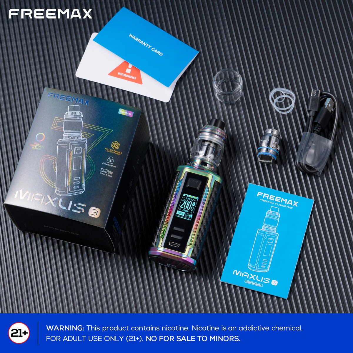 Freemaxvape's tweet image. Maxus 3 200W Kit: where elegance meets power! 😎
.
.
.
.
.
Warning: This product contains nicotine. Nicotine is an addictive chemical.
Must be 21+.
-
#freemaxvape #subohmtank #maxus3 #maxus200w #newlaunch #innovation #style #stylish