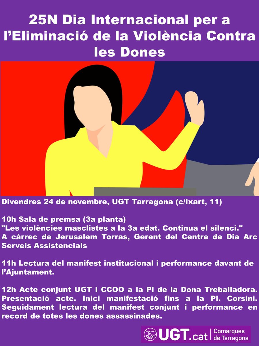 UGTTarragona's tweet photo. Actes pel #25N2023 a Tarragona https://t.co/9gXzvlJ9z2