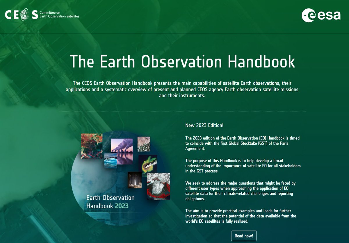 EOTECDevNet's tweet photo. Check out the latest @CEOSdotORG "EO Handbook" 📘 – your ultimate guide to the Earth Observation universe!

Dive into the world of satellite missions 🛰️, innovative EO tech, and impactful applications. A must-read for EO pros and enthusiasts alike!

👉 https://t.co/JXWfw0WRSl https://t.co/dLhTWiTVCO