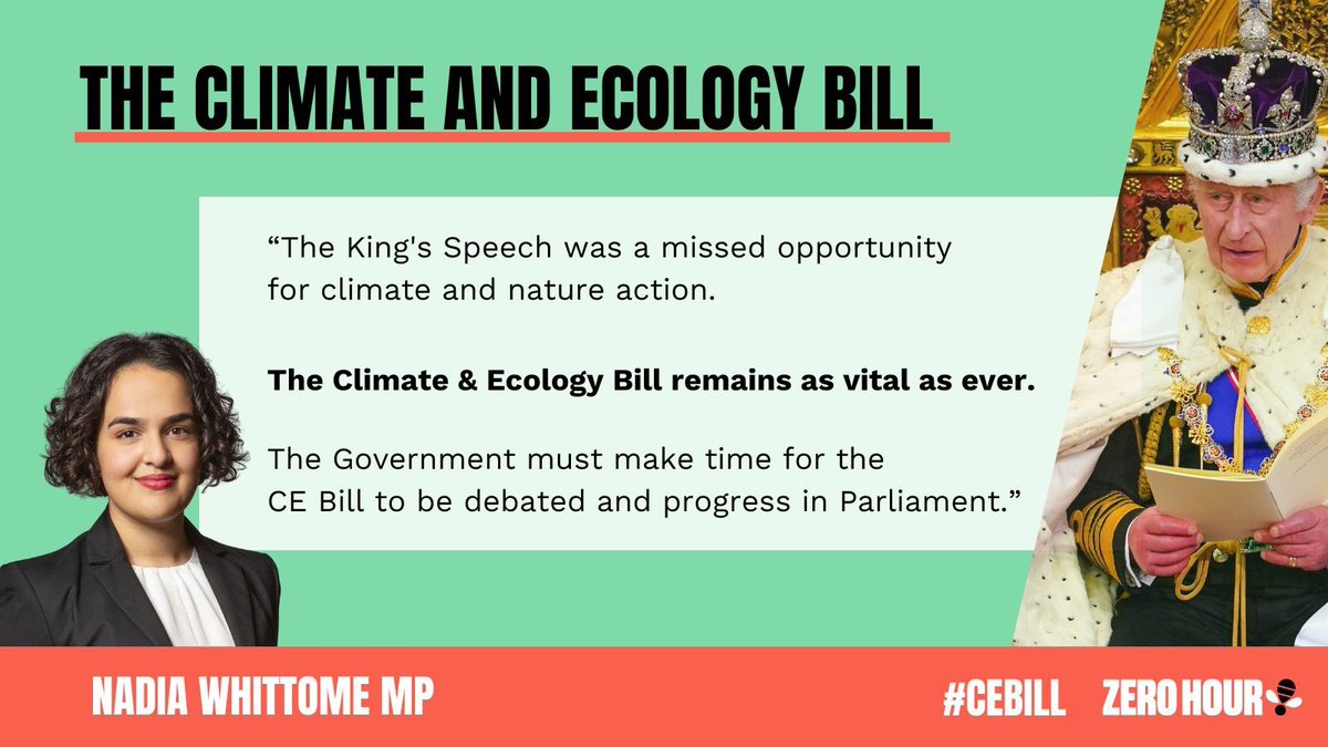 I'm proud to be backing @alexsobel’s Climate & Ecology Bill amendment to the #KingsSpeech.

We must act now to reverse environmental destruction and deliver a just transition.

Our climate and nature commitments must be locked into law. #CEBill @cebill_now