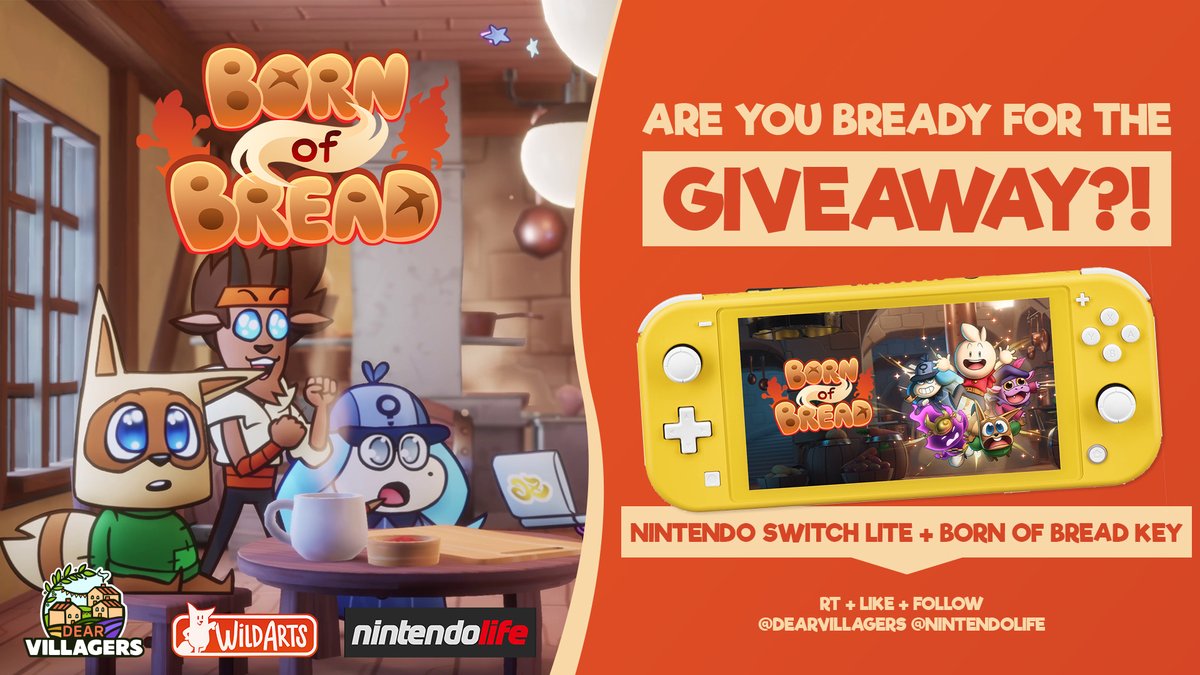 GIVEAWAY TIME! 🎉 For the chance to win a Nintendo Switch Lite + Born of Bread game code, you must: 🍞 Share & like this post 🍞 Follow @DearVillagers & @nintendolife #Giveaway ends 24/11/23, open worldwide!