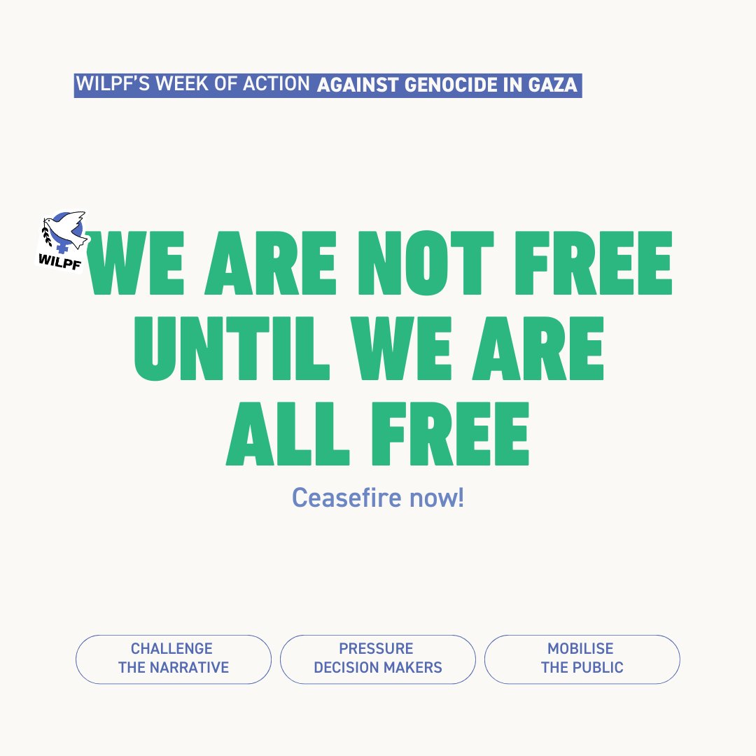 WILPF's tweet photo. Remember, true freedom knows no boundaries 🌍🕊

Until every voice is heard, until every heart is free, our journey continues. Let's carry the spirit of solidarity forward, breaking chains, and lifting each other. 

#FreePalestine #WILPFActionWeek #CeaefireNOW #Gaza https://t.co/E1V5nsJTZO