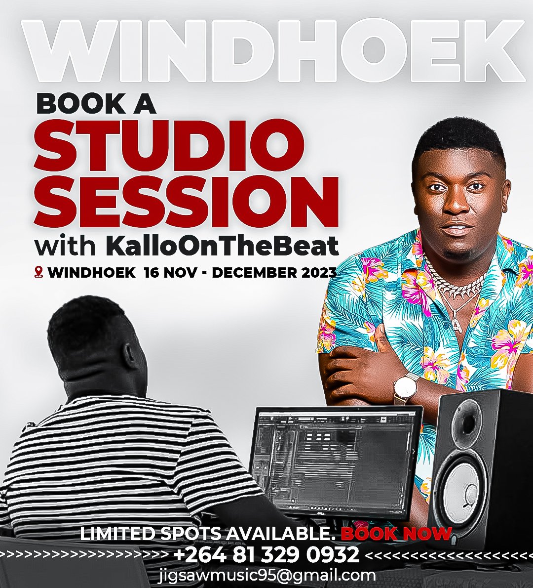 Don't miss out on the chance to create musical masterpieces with KalloOnTheBeat in Windhoek! 🌬️ - Call the number and let the studio sessions begin. 🎹📲 #KalloOnTheBeat #Ibelieve