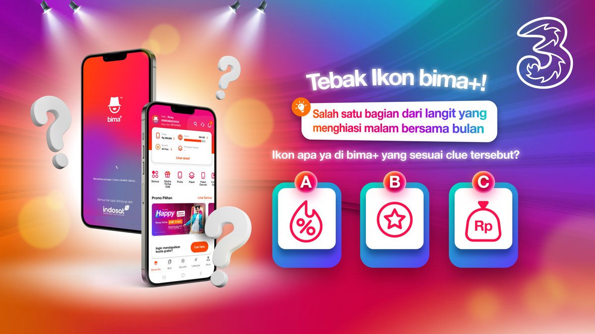 Tau ngga nih jawabanya gaes ?  
Ikon yang memiliki banyak manfaatnya di bima+ 

Kasih tau aku dong di kolom komentar 😁

#3CareSelaluAda
#3CareForYou #3CareIndonesia