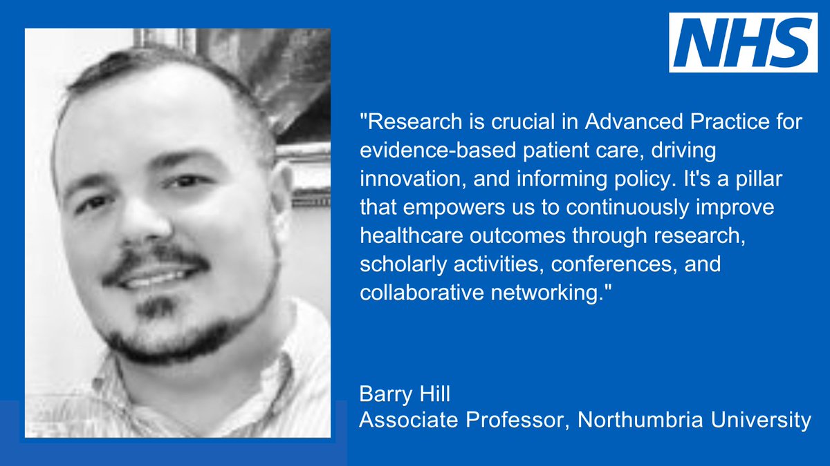 NHSWTE_NEY's tweet image. Barry Hill, Associate Professor at Northumbria University, highlights the importance of research in Advanced Practice.

#AdvancingPractice2023