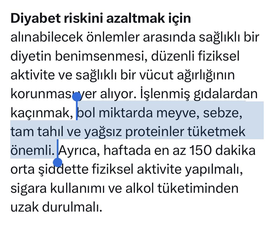 Sayın bakan diyabet riskini azaltmak için önerdiğiniz yöntem diyabetin bizzat nedenidir. 

Diyabet kısaca, vücudumuzun yüksek karbonhidratla baş edememe durumudur! 

Düşük karbonhidratlı/ Keto beslenme ile kişilerin oldukça büyük bir kısmında Tip 2 diyabeti “ilaçsız” tamamen