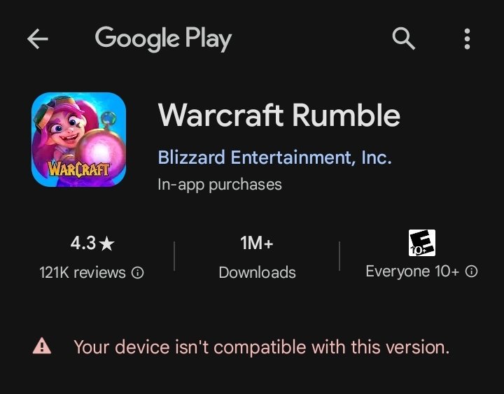 KCKingThoughts's tweet photo. @WarcraftRumble Any reason why it won't work on the Samsung A13? https://t.co/sYB9KTc5kq