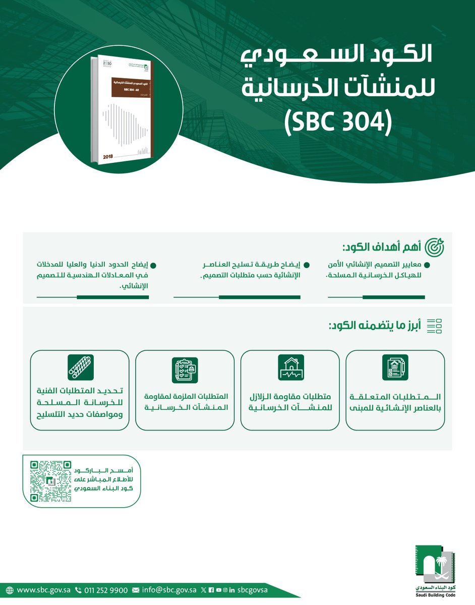 sbcgovsa's tweet photo. يهدف #الكود_السعودي_للمنشآت_الخرسانية #SBC304 
الإلزام بمتطلبات التصميم الإنشائي وإيضاح طريقة تسليح العناصر الإنشائية والحدود الدنيا والعليا للمدخلات في المعادلات الهندسية للتصميم الإنشائي

#كود_البناء_سلامة_واستدامة https://t.co/3VyFAreT4n