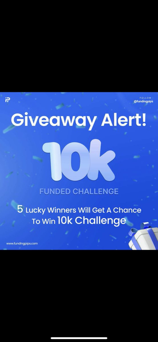 🎁5 x 10,000$ Giveaway🎁

1. Follow 
<a href="/fundingpips/">FundingPips</a>, @khldfx , <a href="/isaacthequach/">Isaacquachfx🪬</a>
 
2. Join discord: discord.com/invite/funding…

3. Like , Retweet and Tag 2 friends