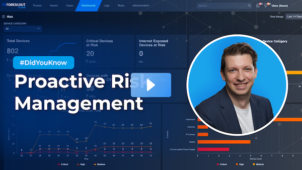 #DidYouKnow we help you prioritize proactive risk management 🔒. In this new #QuickSec video, our CTO, Justin Foster, shares how we can assess risk based on vulnerabilities, configuration, internet accessibility &amp; more. #forescout #securityshorts  bit.ly/3FXEpmg