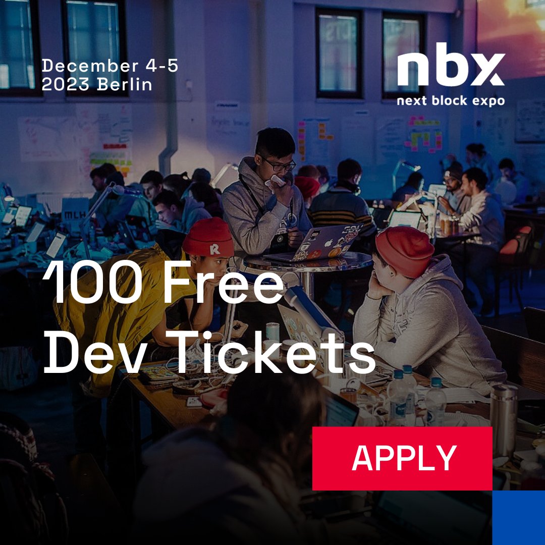 neti_soft's tweet image. Web3 dev❗❗ Get your FREE ticket to NBX Berlin (Dec 4-5) thanks to our partnership with Next Block Expo 🎉

First 100 only ❗❗❗

#nbx2023berlin #nextblockexpo #NETI