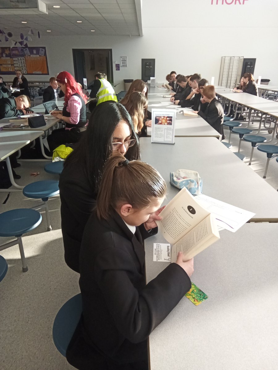 Our Y9 & Y7 #pairedreading was fantastic this morning - We are so #PROUD of our KS3 students @ThorpAcademy reading and chatting books together every #DEAR lesson! #bookdiscussions