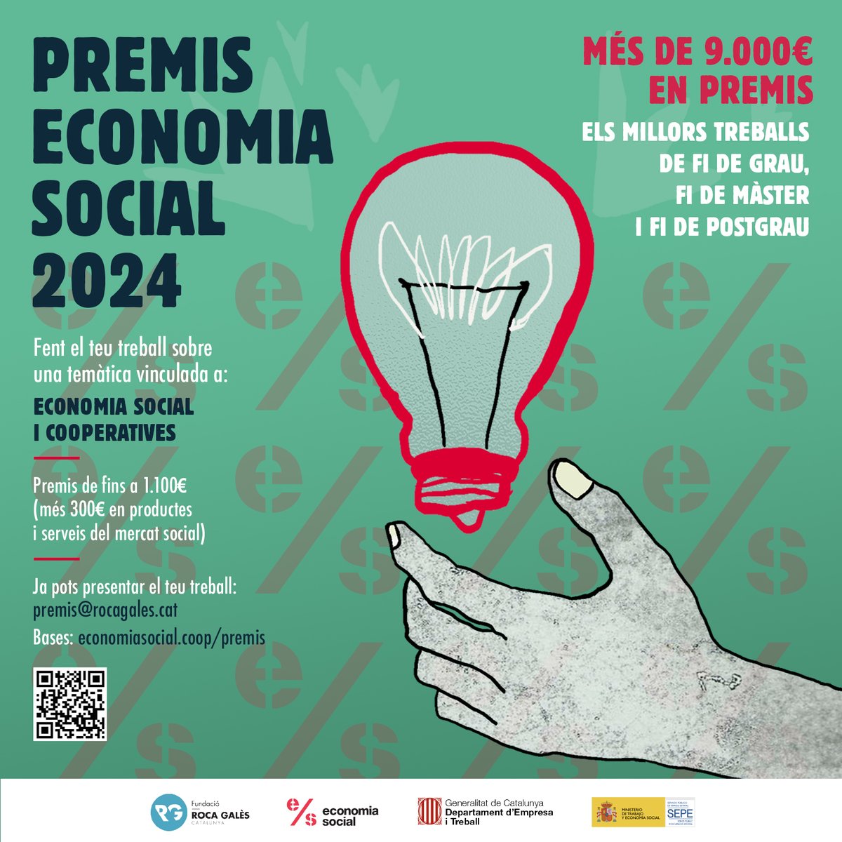 🔊 Estrenem imatge i publiquem les bases dels #PremisEconomiaSocial 2024!

👉 Més de 9.000 euros en premis per als millors treballs universitaris sobre #EconomiaSocial o #Cooperatives!

Consulteu les bases! 👇
bit.ly/premisESS