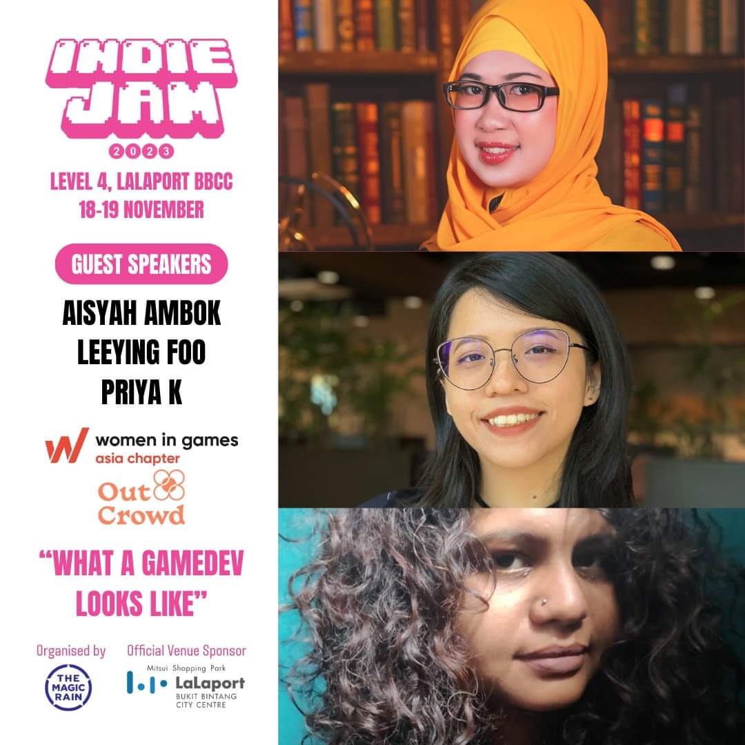 Hi friends! I will be a speaker on the panel, 'What a Game Dev Looks Like' at @themagicrainMY Indie Game Jam 2024 this weekend, Sun 19-Nov at LaLaport Bukit Bintang! 😊🎤 The panel starts at 11.30am, hope to see ya'll there! 🙌🏻🥰