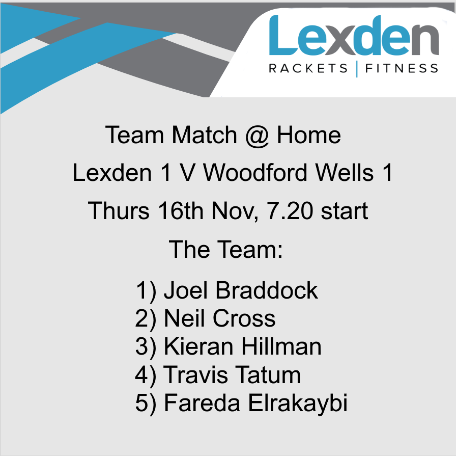LexdenRackets's tweet photo. Squash Team match update 👇
Tomorrow sees Lexden 1 playing Woodford Wells 1 at home.
#squash #teammatch #colchester https://t.co/bAPf8WL9Zy