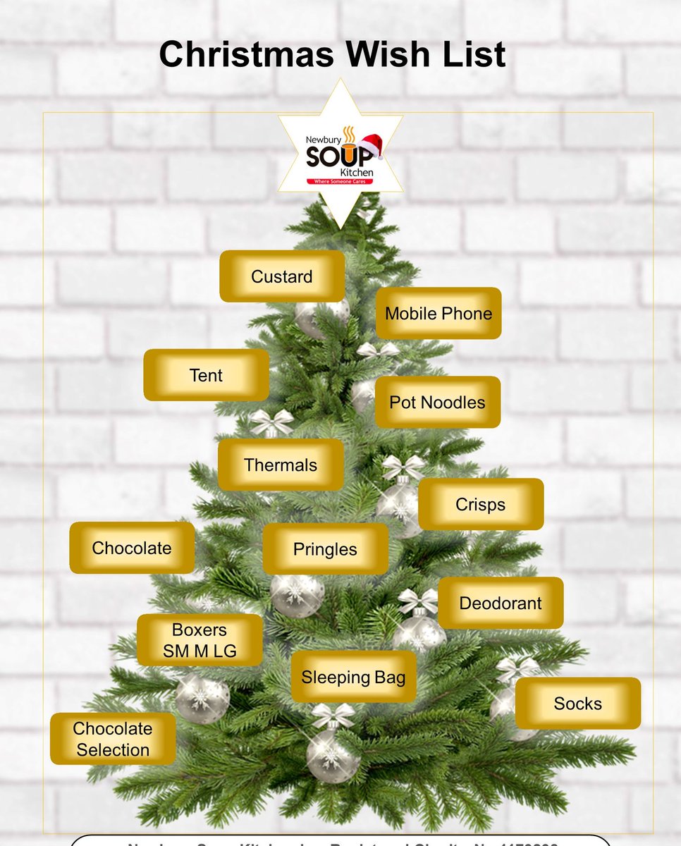 NewburySoup's tweet photo. This Christmas we are asking for different items to support with food, Christmas gifts &amp; helping people who are rough sleeping this winter. Items can be donated through Amazon, donation bins in Local Co-ops, LIDL A4 or our HQ in Hambridge Lane  https://t.co/MHDCVdkC8y Thank you🎄 https://t.co/G7Er5REqhW