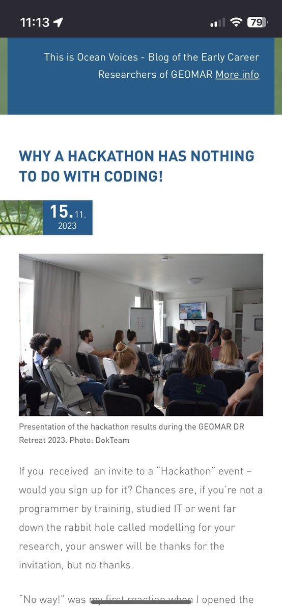 One of the first things I did after starting my PhD was taking part in a 💡Hackathon💡 Read in my new #blogpost how I found out that it has nothing to do with coding, and what I loved about it. oceanblogs.org/oceanvoices/20… @OceanVoicesKiel @kielunimarine @GEOMAR_en @UNOceanDecade