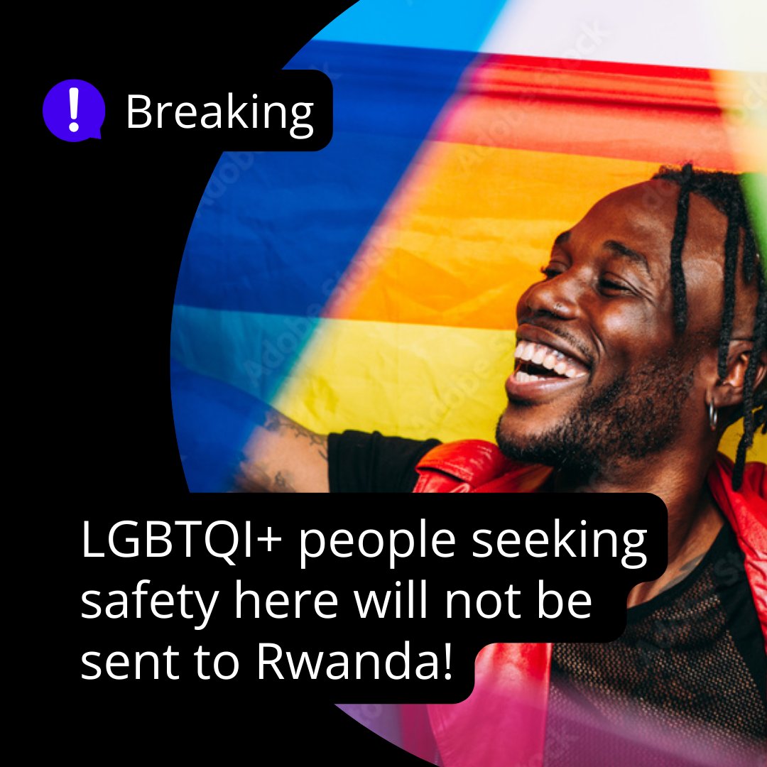 ‼️BREAKING: We are ecstatic that this government’s cruel plan to send people seeking asylum to Rwanda has been found unlawful by the Supreme Court. 

This is a huge victory for kindness and common decency.🌈 

#CompassionNotCruelty