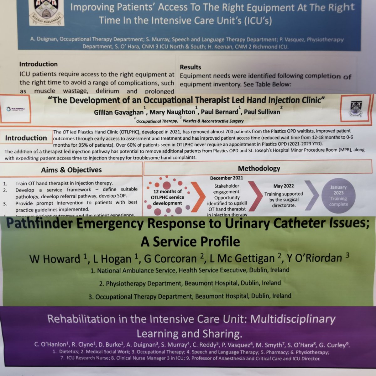 @ Beaumont Quality&Patient Safety Meeting showcasing some of OT's integrated multi-d work enhancing pt access to timely effective treatment. Posters from ICU, Hand Therapy & Plastics & Pathfinder (OT, PT, NAS) 👏To the organising team for creating this opportunity #Beaumont23
