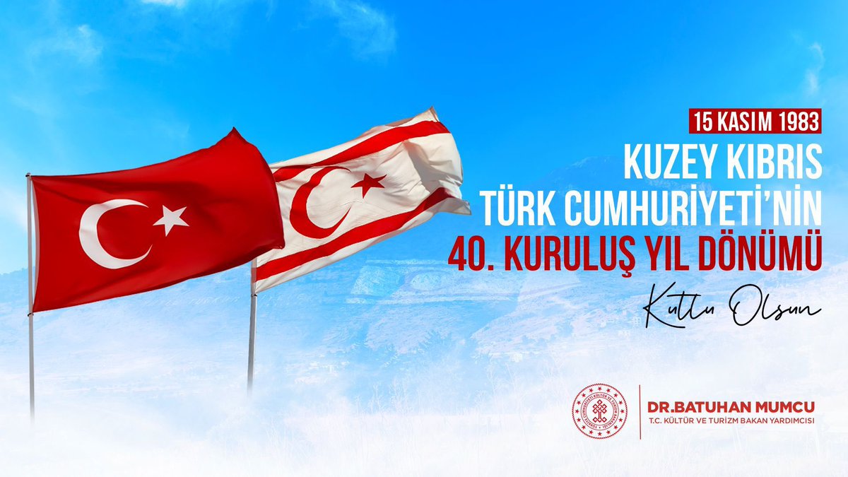 Kuzey Kıbrıs Türk Cumhuriyeti'nin 40. kuruluş yıl dönümü kutlu olsun! 

Kıbrıs Türk Halkının bağımsızlık mücadelesinde canlarını feda eden kahraman şehitlerimizi rahmet ve minnetle anıyorum.