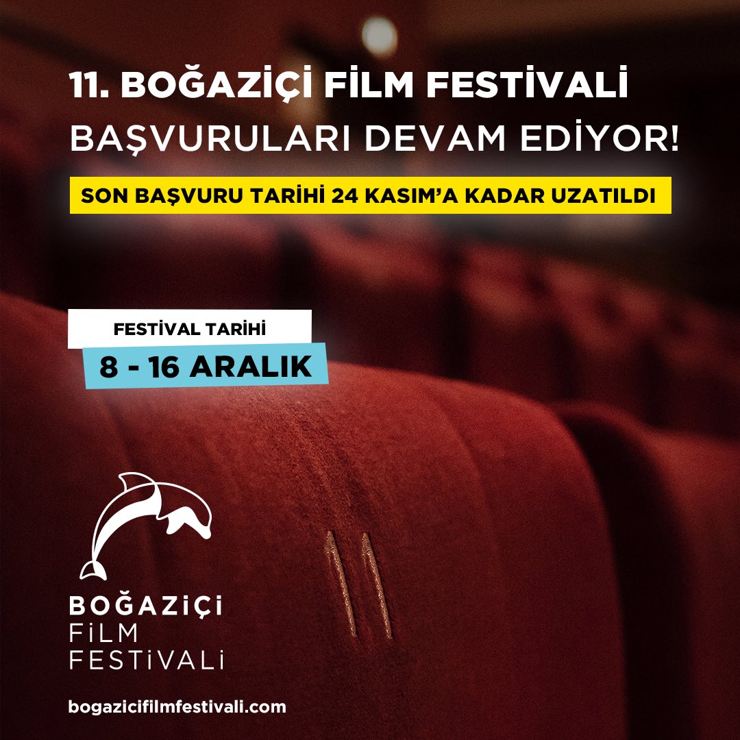 11. Boğaziçi Film Festivali’nin başvuru tarihleri uzatıldı. Son başvuru tarihi 24 Kasım! Bogazicifilmfestivali.com adresinden başvurabilirsiniz!