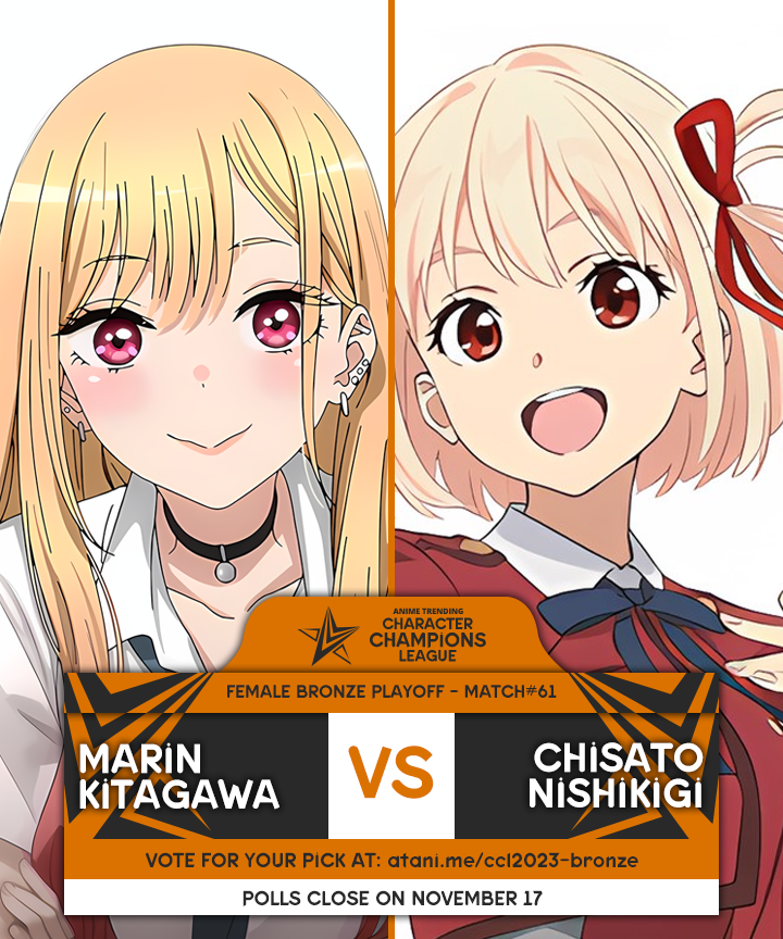 AniTrendz's tweet photo. #ATCCL: It's a battle of the blondes again as Marin (My Dress-up Darling) and Chisato (Lycoris Recoil) looks to end their CCL run on a good note! Who among these two ladies will be able to get a bronze medal worn on their neck?
Vote for your pick here: https://t.co/iFURX0tDCy https://t.co/llxLQUctBq