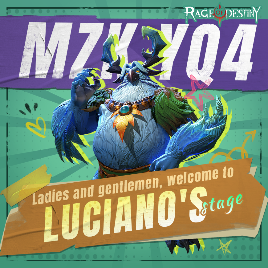 RageofDestiny's tweet photo. "Ladies and gentlemen, welcome to Luciano's stage!" 

Would you go to Luciano's concert?  

🎁Code: MZKYQ4 
⏰Valid Until: 11/19 23:59 (GMT-5) 
🔗How to redeem: Head over to Your Profile > Settings > Code. Key in code in the space provided and voila!  

 #RageofDestiny https://t.co/3R1BIA3PWh