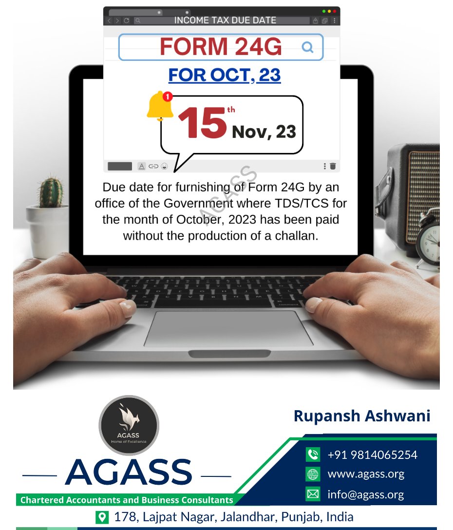 AGASSORG's tweet image. Form 24G #Form24G
#TDSReturn
#TCSReturn
#TaxCompliance
#IncomeTax
#FinancialReporting
#Taxation
#TaxFiling
#BusinessFinance
#IndianTax