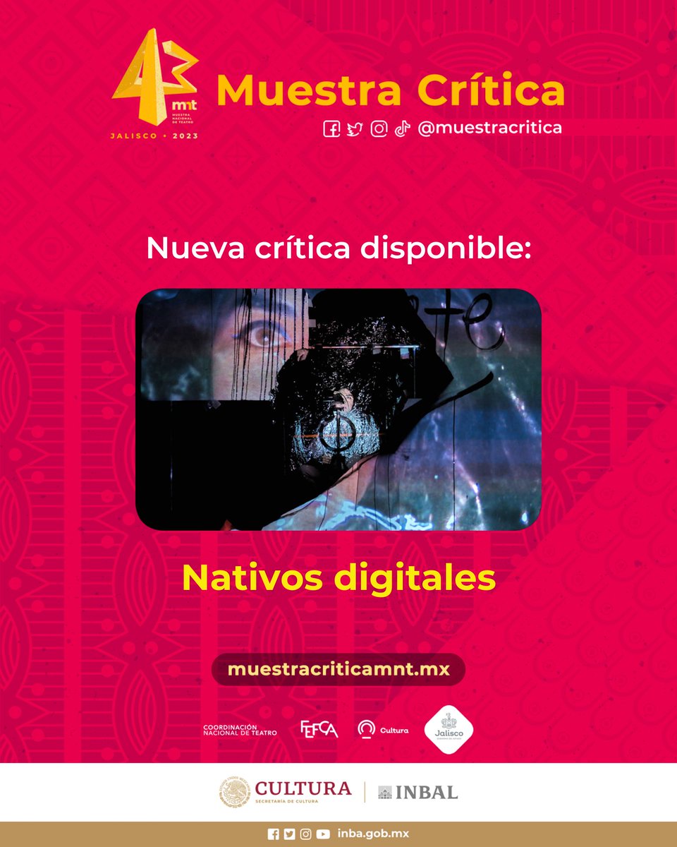 muestracritica's tweet photo. Les compartimos las primeras #críticas que han salido sobre las obras #Aleteo y #NativosDigitales en esta @MNTeatro.
Puedes leerlas en https://t.co/rJUEHef1lX https://t.co/Fs3uXAN6Qj