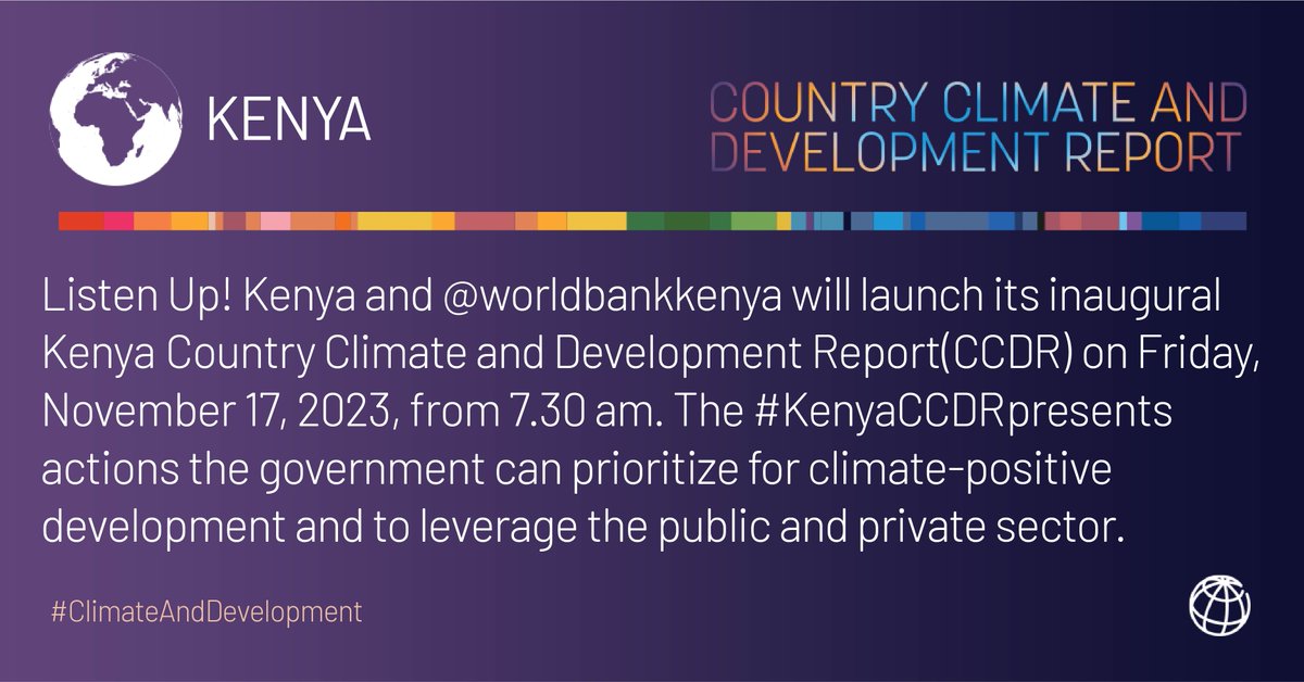World Bank Kenya (@worldbankkenya) on Twitter photo 🌍 Climate change is not just a distant threat – it's our present reality. 🚨 The #KenyaCCDR presents actions the govt. can prioritize for climate-positive dev. & to leverage the public & private sector. <a href="/KenyaGovernors/">Council of Governors</a> <a href="/StateHouseKenya/">State House Kenya</a> <a href="/KEPSA_KENYA/">KEPSA KENYA</a> @HonTuya 🌍 Climate change is not just a distant threat – it's our present reality. 🚨 The #KenyaCCDR presents actions the govt. can prioritize for climate-positive dev. & to leverage the public & private sector. <a href="/KenyaGovernors/">Council of Governors</a> <a href="/StateHouseKenya/">State House Kenya</a> <a href="/KEPSA_KENYA/">KEPSA KENYA</a> @HonTuya