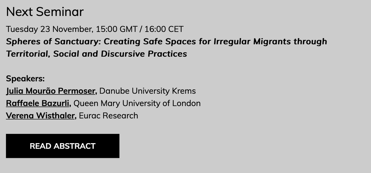 ECPR_Migration's tweet photo. Join our next SG @ECPR webinar on #spaces for #irregular #migrants through #territorial &amp; #discursive #practices with:

➡️ @juliapermoser (from @demigkrems)
➡️ @RaffaeleBazurli (from @QMUL)
➡️ @verena_wis (from @EURAC) 

More info: https://t.co/ZyXxa8p1ii 
🗓️23/11/23, 16 CET https://t.co/7r6qOqjJwc