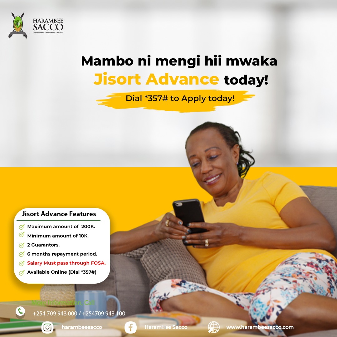 HarambeeDTSACCO's tweet photo. Hi mwaka Jo! Nway iko karibu kuisha, JISORT na Hii ADVANCE dial *357# FOSA loans, Choose Jisort Advance.
#TowardsLivingWithDignity #Jisort #OnlineLoan #HarambeeSACCO #MamboMengi #😃 https://t.co/wWpZPZqeGh