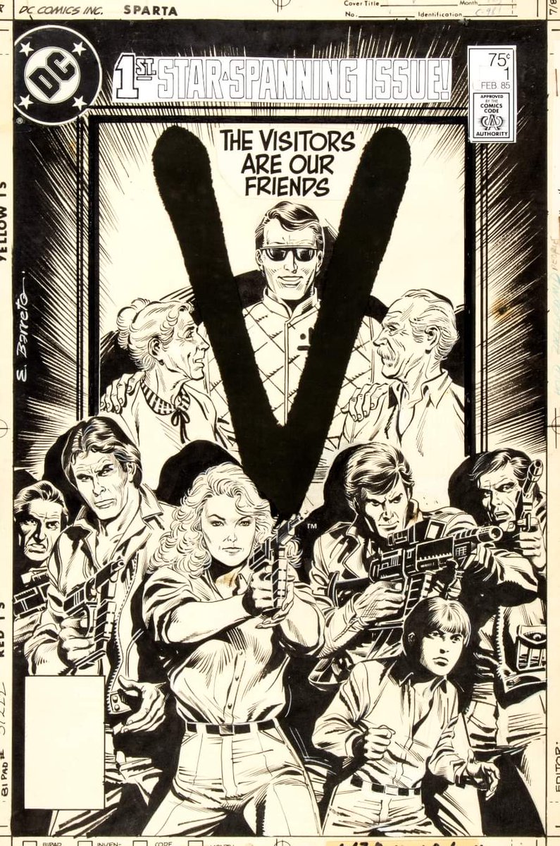 AS SEEN ON TV: V #1 cover art by the great Eduardo Barreto, 1985 (HERITAGE)

#EduardoBarreto #V #HamTyler #MichaelIronside #MarcSinger #ComicBookFever