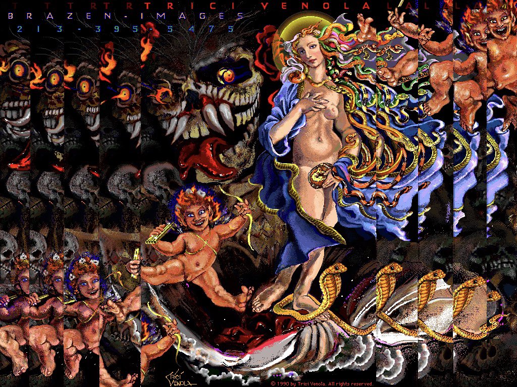 TriciVenola's tweet photo. All Roads Lead To Rome: digital series mouse-painted on a Classic Mac in 1989, TriciVenola. It took hours just to paint an eye. #macart #digitalart #madonna #vintage #80s https://t.co/Dp4Edrqx1k