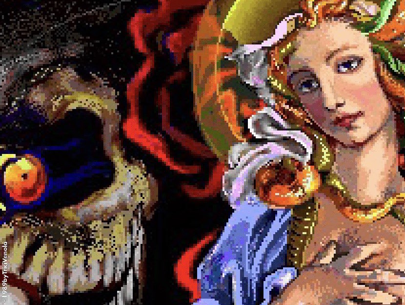 TriciVenola's tweet photo. All Roads Lead To Rome: digital series mouse-painted on a Classic Mac in 1989, TriciVenola. It took hours just to paint an eye. #macart #digitalart #madonna #vintage #80s https://t.co/Dp4Edrqx1k