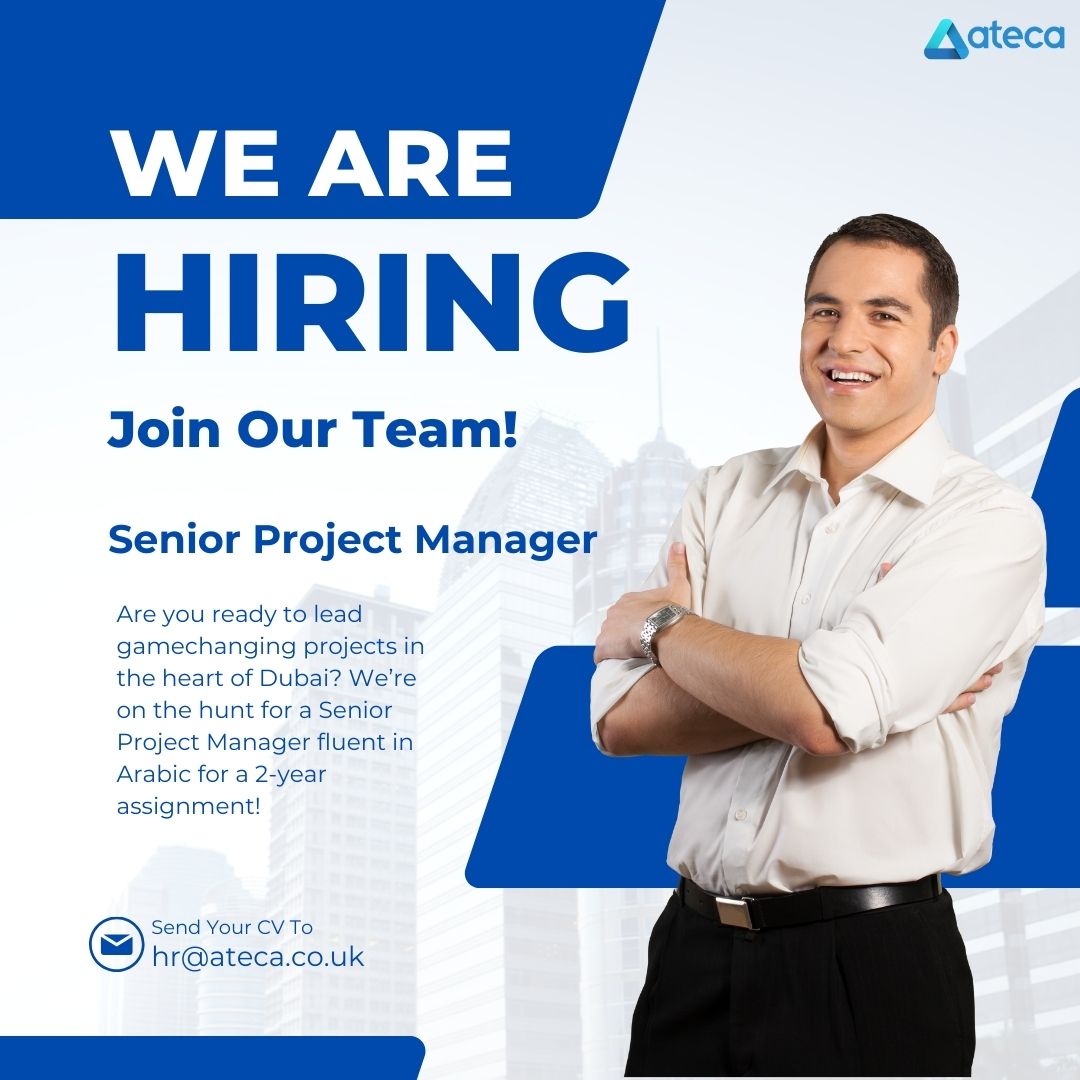 AtecaConsulting's tweet photo. 🚀 Join Our Team: Senior Project Manager
Ready to lead game-changing projects in Dubai? We're hiring a Senior Project Manager fluent in Arabic for a 2-year assignment!
📧 Send your CV to hr@ateca.co.uk. #SeniorProjectManager #DubaiJobs #HiringNow #Recruitment #Ateca https://t.co/NPEPaZYvlF