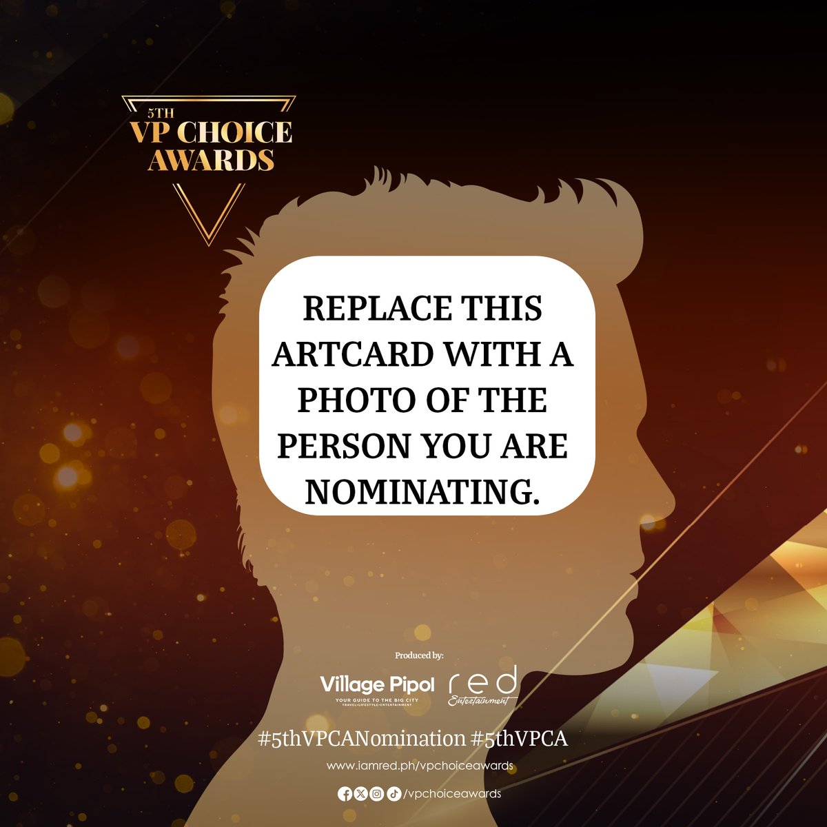 vpchoiceawards's tweet photo. I nominate [Name and TV Show] for TV Host of the Year at the #5thVPCA #5thVPCANomination.

To nominate, QUOTE this post, copy the above caption, replace the [Name], and replace the art card with a photo of the person you are nominating.

@villagepipol https://t.co/DpIz92hng5