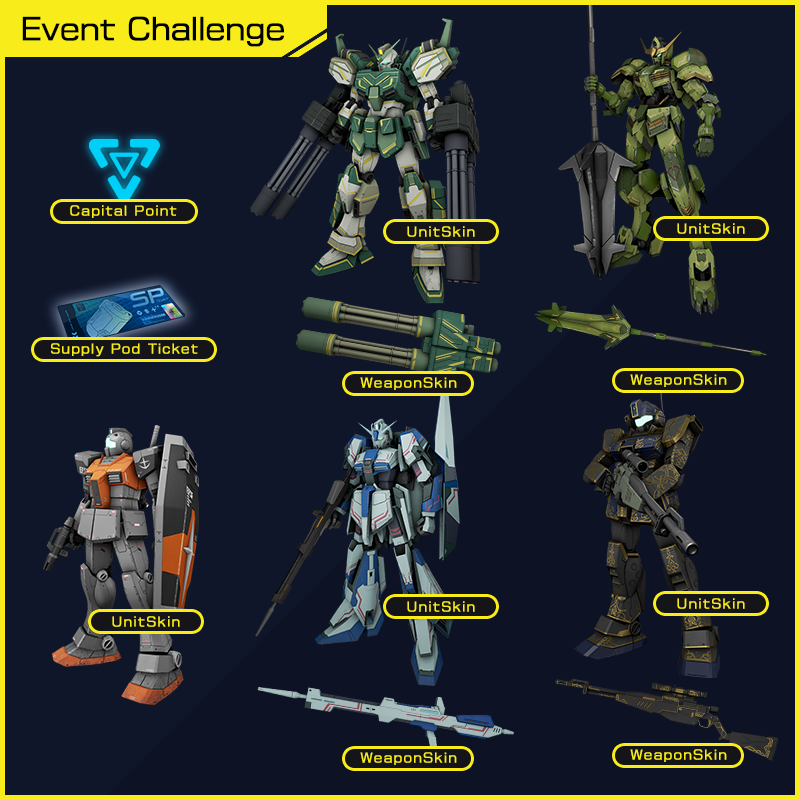 Pilots! Its TIME! Event Challenge underway! You have until November 29th 4:59 PM (PST)! Don't wait to get your goodies in #GUNEVO just by playing! #GUNDAMEVOLUTION #PLAYGUNEVO