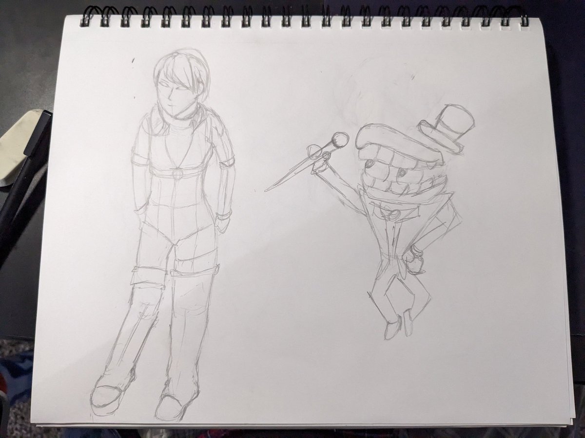 Kami_xArt's tweet photo. Been awhile since I drew but anyway here's Caine and I think Tatiana Wisla

#sketch #learningdrawing #lastexile #theamazingdigitalcircus #caine #tatianawisla https://t.co/xZCOGA66nX