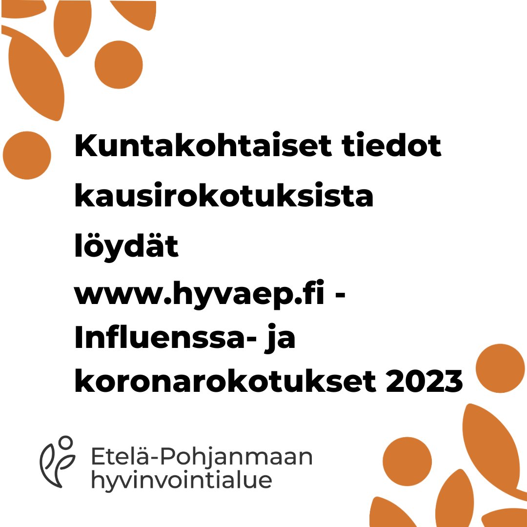 Kuntakohtaiset tiedot korona- ja influenssarokotuksista:
hyvaep.fi/palvelu/kausir…