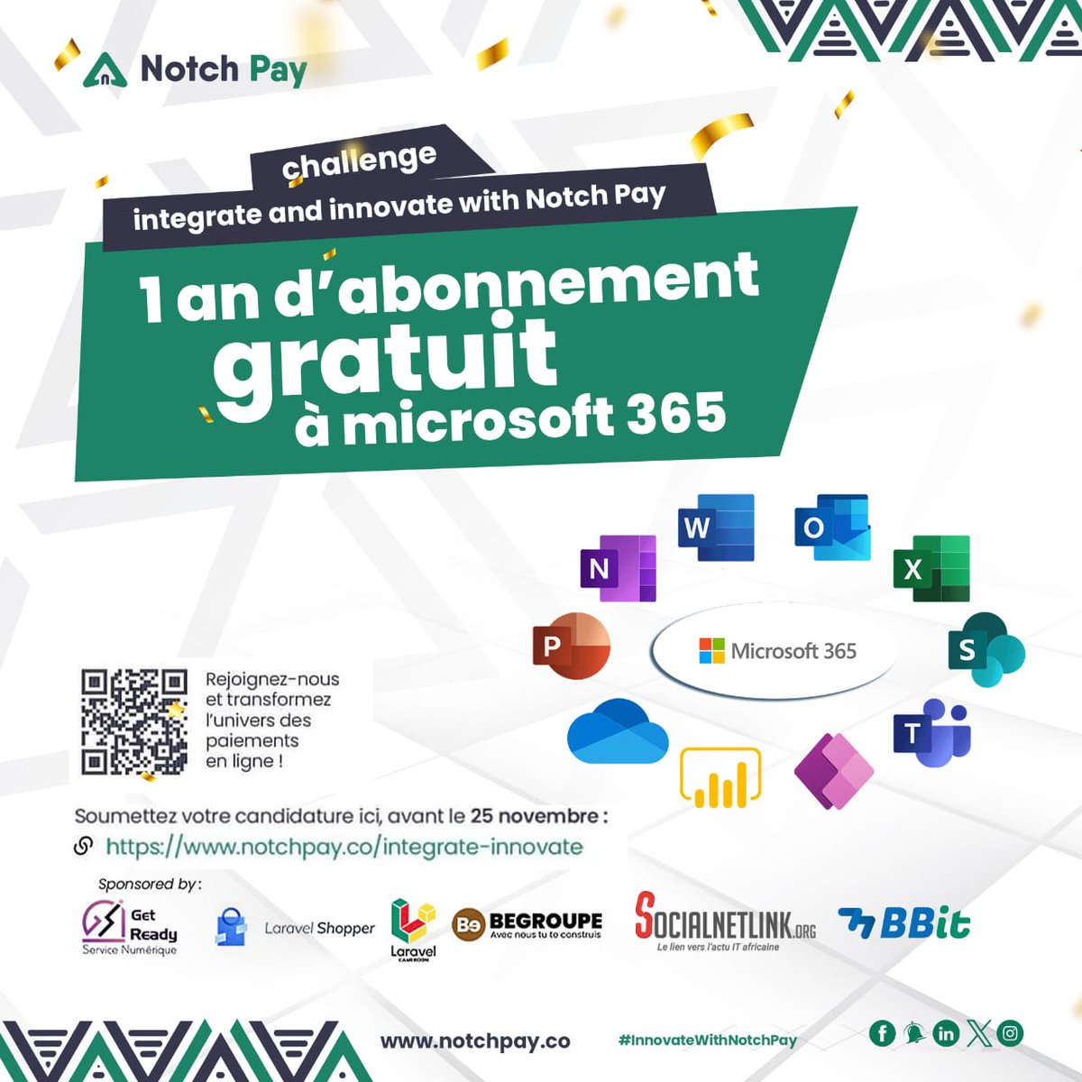 thenotchpay's tweet image. Le gagnant du défi pourra choisir deux comptes de Microsoft 365 auxquels il aura accès gratuitement pendant 1 an. Des applications et services pour professionnaliser son travail. 🧑‍💻
Les candidatures sont reçues ici isvite.com/WoX

#challenge
#developpeursweb
#jeuconcours