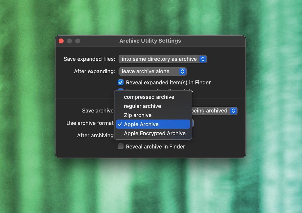 thecomputerclan's tweet image. TIL I learned about Apple Archives. They&apos;re like a .zip archive, but they compress about 20x faster. Holy balls.
