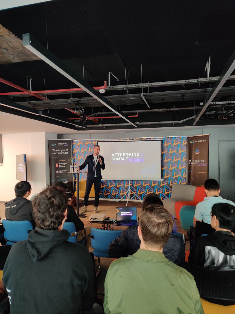 Nethermind's tweet photo. At last! #NethermindSummit has officially kicked off 🚀 @tkstanczak on the main stage now! https://t.co/qDGWBb2zQz