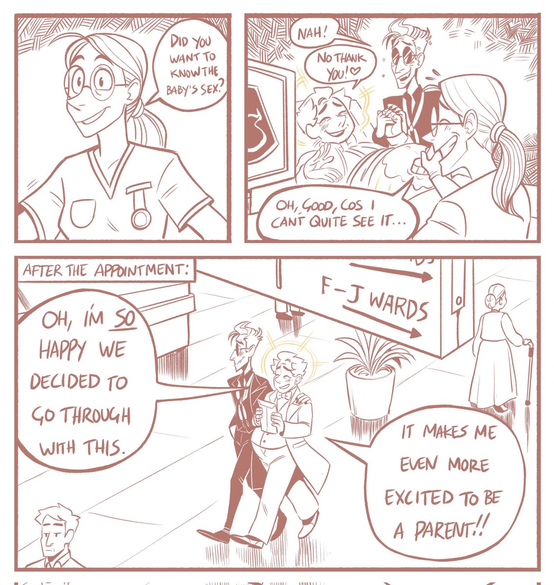 ineffablefamily's tweet photo. CW for entire comic: pregnancy, mature rating. GLOW Book two, pages 33-36 https://t.co/BtQrZUjOG3